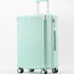 PC Zipper Luggage with Silent Wheels & Anti-Burst Zipper | TSA Lock, Metal Corners, Cup Holder & Hook | 20"/24"/28" Travel Suitcase (Black/White/Silver/Burgundy/Mint) PZHX8088