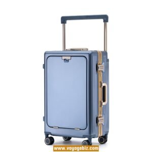 Aluminum Frame Front-Opening Luggage - TSA Lock, USB Port, Silent Wheels | 4 Sizes (20/24/26/29 Inch) | ABS+PC Case for  Travel (Black/White/Silver/Blue) PAHX3033